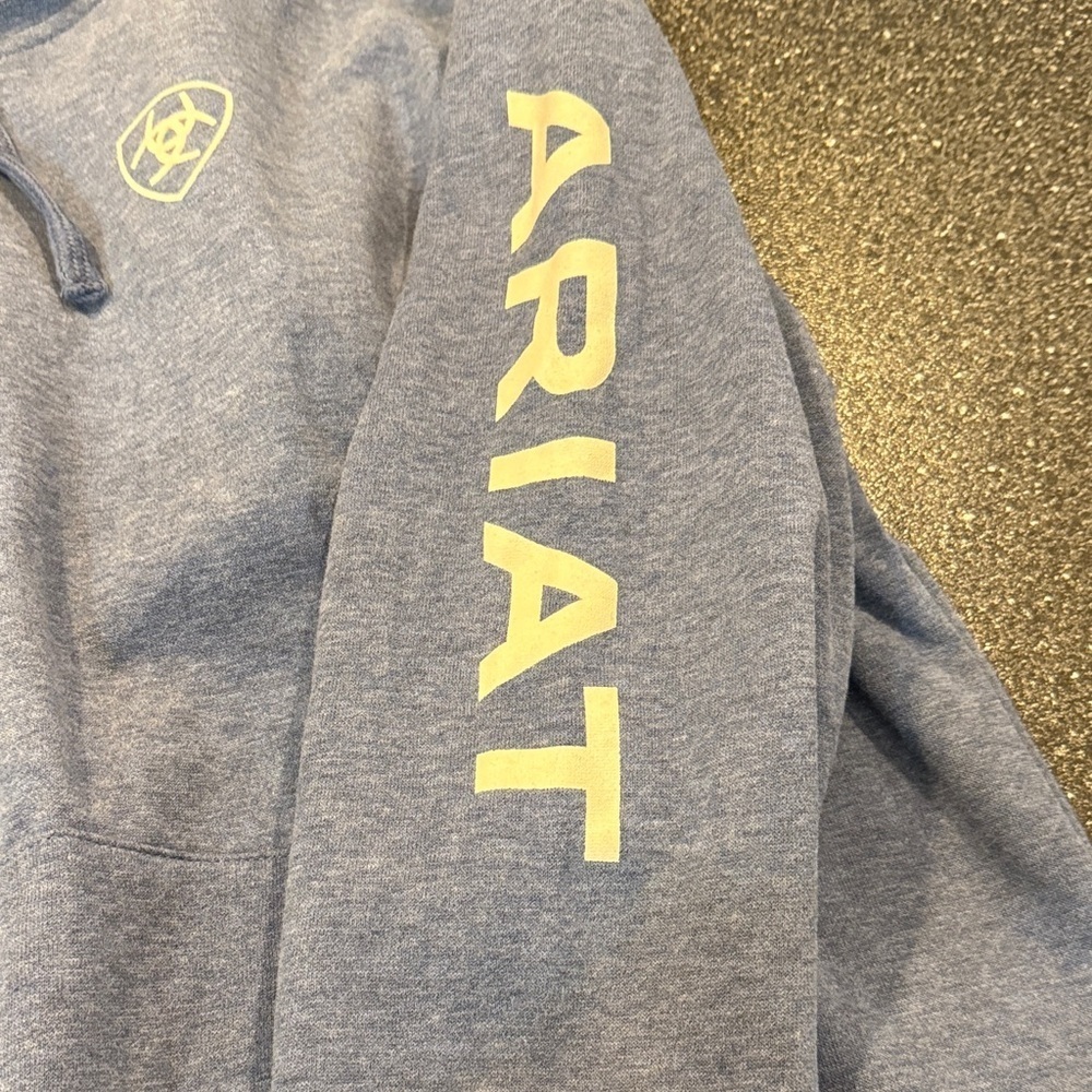 Ariat Heather Blue Hoodie with Logo - size XLT - Picture 4 of 6